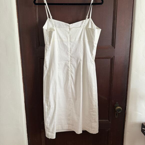 J.McLaughlin | White Linen Blend Spaghetti Strap Knee Length Dress | Size 8 - Picture 3 of 7